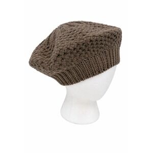 D&B Womens Handcrafted French Style Tam Beret Hat One Size Brown Crochet Knit